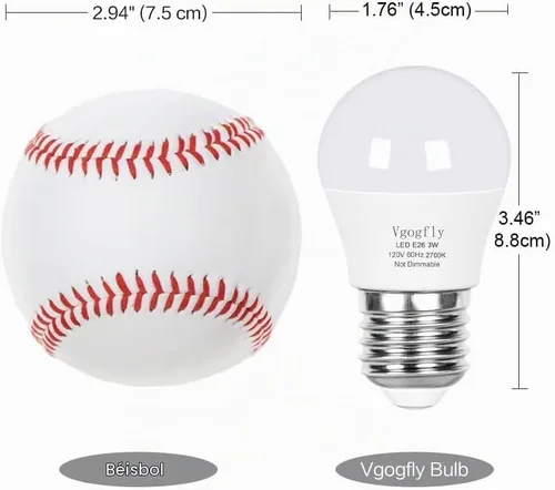 Vista 5 de Vgogfly Bombilla de baja potencia de 1.5 W, equivalente a 15 W, 2700 K, blanco suave A15, luz nocturna de base E26 para dormitorio, cuarto de bebé