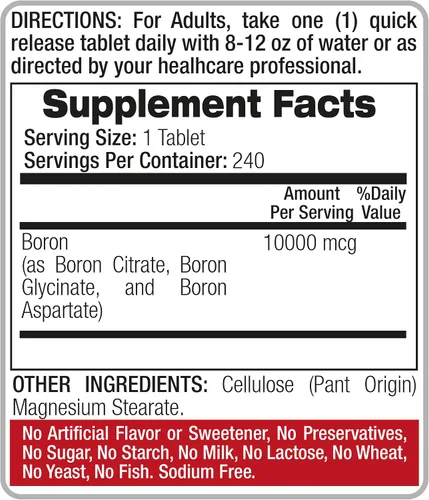 Vista 6 de Laboratorio Boro 10 mg 240 porciones Suplemento de boro