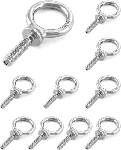 Vista 9 de QWORK Perno de ojo, paquete de 20 pernos de elevación de acero inoxidable de grado marino de 1/2 pulgada -13 x 1-1/2 pulgadas, de grado marino Lote