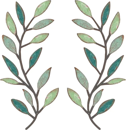 Vista 20 de Zhengmy 2 piezas de metal hoja de árbol decoración de pared de hoja de olivo vid hoja de olivo arte de pared sala de estar, decoración de pared