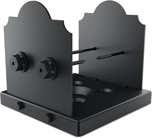 Vista 19 de OZCO Kit de base de poste de madera de hierro, 6 x 6 pulgadas, 1 kit con herrajes, negro