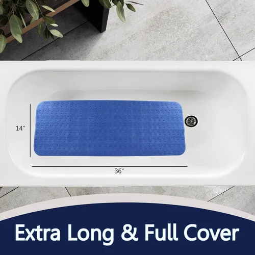 Vista 3 de SafeLand - Tapete antideslizante para baño, ducha, bañera de longitud XL, material TPR, ecológico, sin PVC, lavable a máquina, sin olor, con Azul