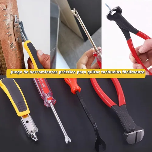 Vista 6 de Juego de 4 herramientas para quitar uñas y grapas, alicates de corte de extremo de 7 pulgadas, extractor de grapas, levantador de tachuelas