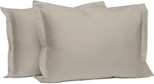 Vista 118 de Juego de 2 fundas de almohada de 100 % algodón puro, tamaño King, color plateado, lujosas fundas de almohada de algodón de fibra larga de 400 hilos