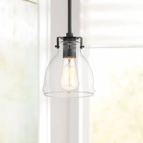 Vista 8 de Possini Euro Design Bellis - Mini iluminación colgante dorada suave de 6 pulgadas de ancho para casa de campo, industrial, rústico, transparente