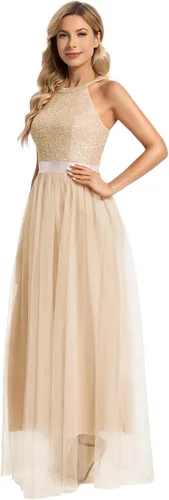 Vista 3 de Dressystar - Vestido formal largo para mujeres, vestido de gasa de encaje, vestido de novia para fiesta