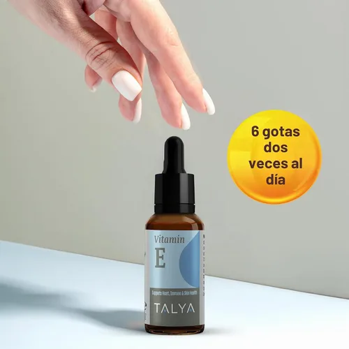 Vista 3 de TALYA Gotas líquidas de vitamina E de 0.34 onzas líquidas Hueso, articulaciones, salud del corazón para cicatrices y piel Botella de vidrio