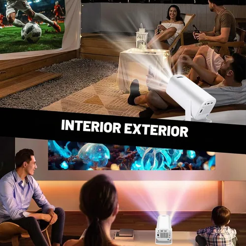 Vista 6 de Mini proyector con WiFi6 y Bluetooth, proyector portátil de películas para el hogar inteligente 4K 1080P, proyector inteligente giratorio de 180°