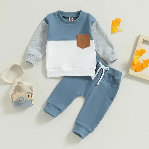 Vista 2 de FYBITBO Conjunto de ropa de bebé niño para bebé, sudadera con camiseta y pantalones deportivos para primavera, otoño e invierno