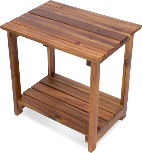 Vista 9 de Shine Company Providence - Mesa rectangular de madera maciza, mesa de patio pequeña Adirondack para exteriores, color marrón quemado