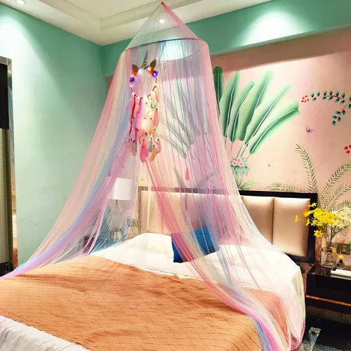 Vista 2 de Dosel de Cama Arcoíris para Niñas Red Mosquitera, Instalación Fácil Dosel de Princesa para Decoración de Dormitorio de Niños