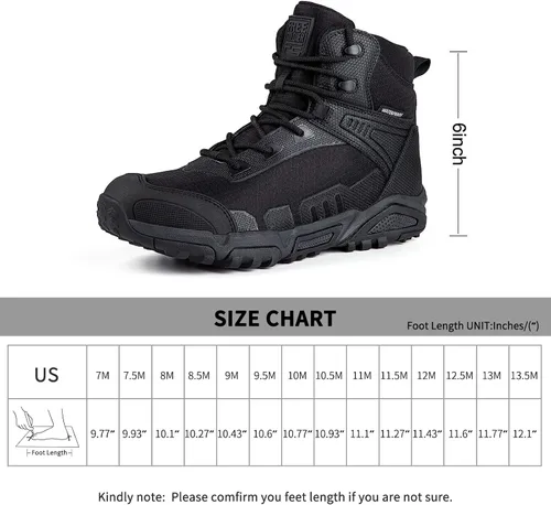Vista 7 de FREE SOLDIER Men's Waterproof Hiking Boots Lightweight Work Boots Military Tactical Boots Durable Combat Boots