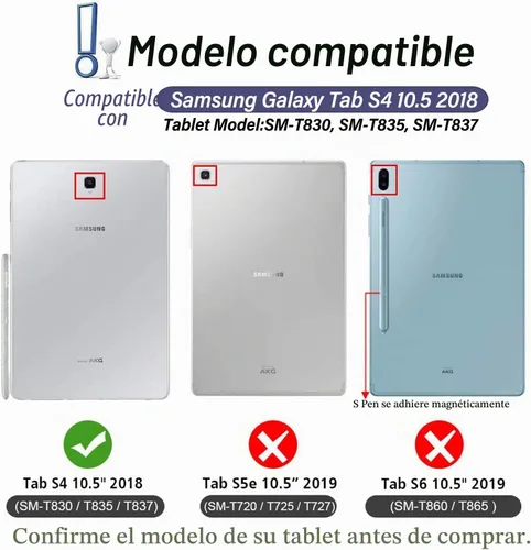 Vista 2 de Funda con teclado para Galaxy Tab S4 10.5 (SM-T830/T835, versión 2018), 7 colores retroiluminados desmontable inalámbrica con funda para Samsung