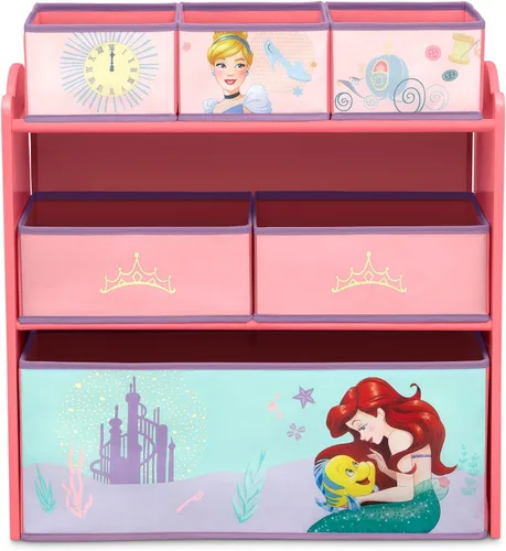Vista 6 de Delta Children Design & Store Organizador de almacenamiento de juguetes de 6 compartimientos, Disney Princess