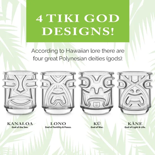 Vista 3 de Final Touch Tiki - Vasos de cóctel, transparentes, juego de 4, 12 oz