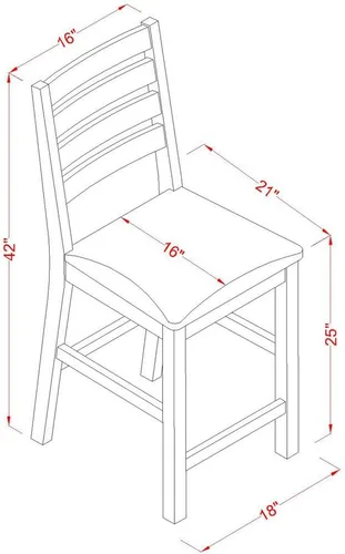 Vista 3 de East West Furniture CFS-OAK-C - Taburetes de bar con altura de mostrador de café, sillas de madera tapizadas de tela de lino, juego de 2, roble