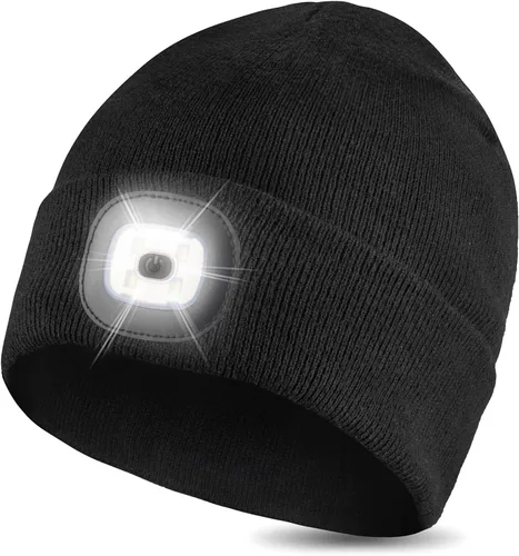Vista 35 de Tutuko Gorro unisex con luz, gorro LED recargable por USB, sombrero LED con linterna, regalos para hombres, mujeres, papá