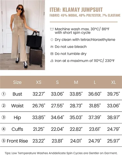 Vista 3 de Klamay Air Essentials - Overol casual de verano para mujer, sin mangas, pierna ancha, con vuelo