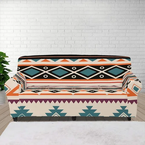 Vista 18 de Funda de sofá de Seater, estilo bohemio, antiarañazos, diseño tribal navajo, nativo americano, diseño tribal, funda de sofá, lavable, elástica
