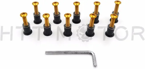 Vista 7 de XKMT-Kit de tornillos redondos dorados para parabrisas compatible con CBR 600rr 1000rr/Suzuk GSXR 600 750 1000/R1 R6 R6s/ Kawasak ZX6R ZX9R ZX10R