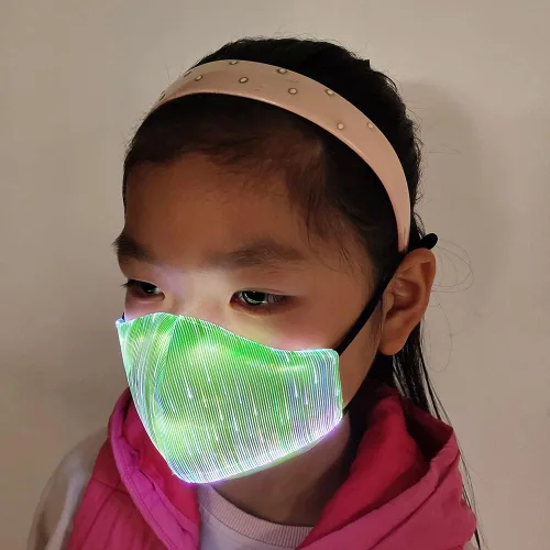 Vista 2 de Máscara LED para niños RGB LED de fibra óptica iluminada para fiestas Rave Halloween máscaras para niños y niñas
