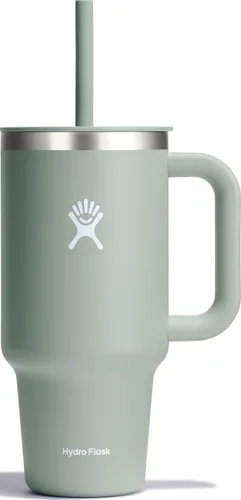 Vista 76 de Hydro Flask Vaso de Viaje con Asa, Tapa y Pajita - Acero Inoxidable Aislado en 24 Oz Aloe
