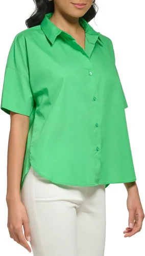 Vista 2 de Calvin Klein Blusa de manga corta con botones de popelina para mujer