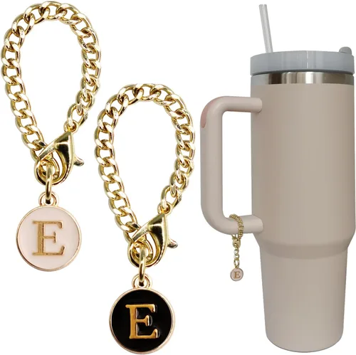 Vista 10 de Accesorios de dije de letra para vaso Stanley, 2 unidades, identificación con inicial de nombre, personalizable, para vaso Stanley