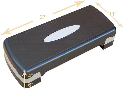 Vista 2 de Plataforma aeróbica de altura ajustable de 4 a 6 pulgadas, equipo de fitness, entrenamiento paso a paso, plataforma de ejercicios con 2 elevadores