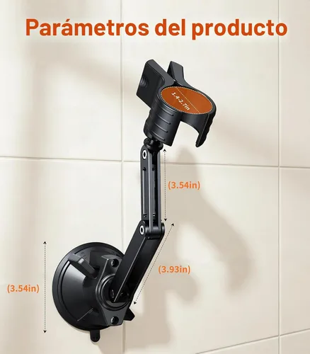 Vista 10 de Soporte de cabezal de ducha de succión ajustable, tamaño grande