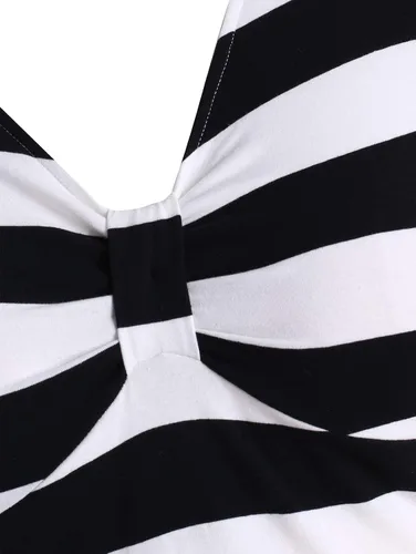 Vista 3 de ZEZCLO Vestido de Halloween para mujer, talla grande, divertido disfraz de calabaza a rayas, vestidos acampanados