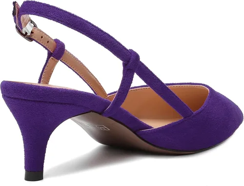 Vista 5 de MODENCOCO Zapatos de vestir de tacón bajo con hebilla elegante de gamuza para mujer, con puntera puntiaguda, de 2 pulgadas