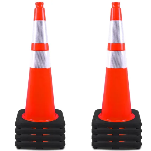 Vista 12 de OrangeStar 6 Pack 36" Conos de seguridad de tráfico, conos de estacionamiento verdes con collar reflectante, conos de construcción con base