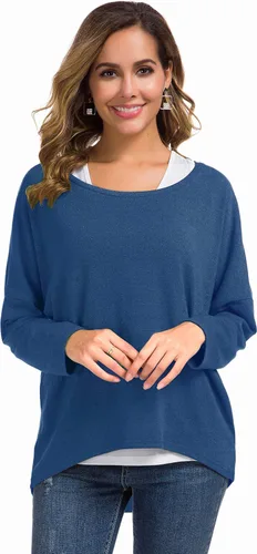Vista 2 de UGET - Blusa informal para mujer, muy holgada, con mangas de murciélago