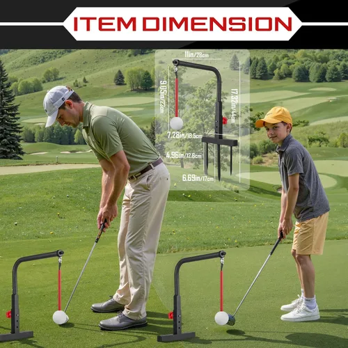 Vista 7 de Entrenador de Swing de Golf - Ayuda de Entrenamiento de Swing de Golf de Hierro Duradera - Accesorios de Golf para Niños y Jóvenes con Bola