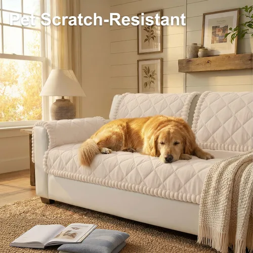 Vista 2 de Smiry Couch Cover for Dogs, Non Slip Washable Pet Sofa Protector for Large Dogs, Cats, Fuzzy Plush Sofa Covers Backrest & Armrest, Against Fur, Dirt
