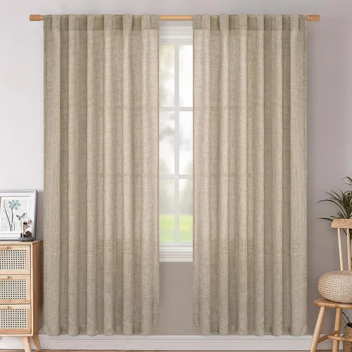 Vista 33 de BGment Cortinas cortas de lino marfil de 36 pulgadas de largo para ventanas de cocina, pequeñas cortinas texturizadas rústicas para café sobre