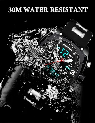 Vista 3 de Youwen - Reloj de pulsera para hombre, multifunción, con LED, de cuarzo, digital, impermeable, con cronógrafo, para hombre, Cronógrafo, digital