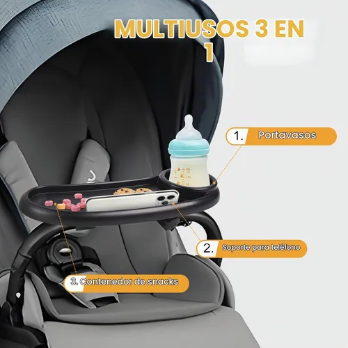 Vista 3 de Bandeja de aperitivos compatible con Mockingbird, Nuna, Evenflo Stroller