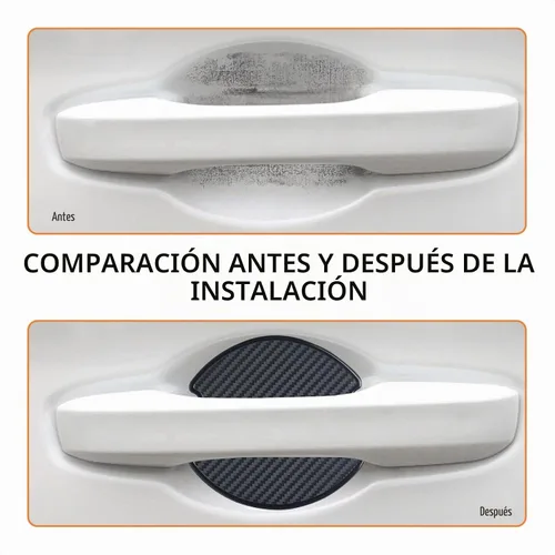 Vista 2 de 4 piezas de protector de recesión de pintura para taza de puerta de automóvil, diseño universal en 3D con textura de fibra de carbono, protector