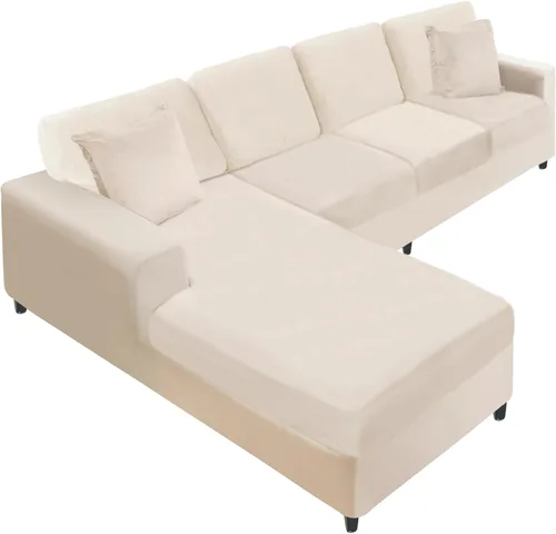 Vista 31 de NAISI Fundas de cojín de sofá de terciopelo elásticas de 1 pieza, fundas de asiento de sofá o respaldo, fundas suaves individuales para sofá Beige