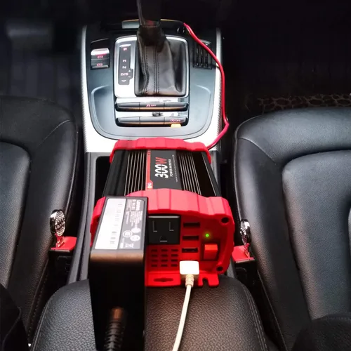 Vista 7 de Inversor de corriente para automóvil de 300 W, convertidor de adaptador de enchufe de vehículo de 12 V CC a 110 V CA con 4 puertos de carga rápida