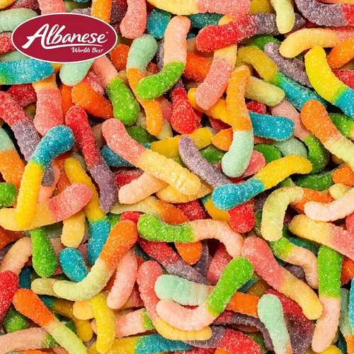 Vista 4 de Albanese World's Best Sour 12 Flavor Mini Gummi Worms Bolsa de caramelos de 0.85 onzas, paquete de 200 12 sabores ácidos únicos, sin gluten, sin