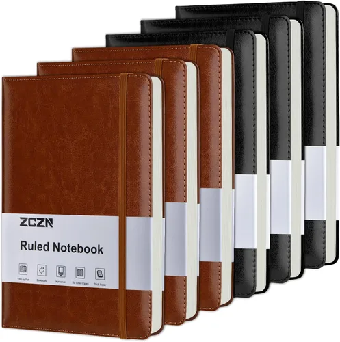 Vista 8 de ZCZN Cuadernos de Diario Forrados para Trabajo, 14x21 cm, 192 Páginas, Cuadernos de Cuero de Tapa Dura A5 para Escritura, Diario y Viaje, Cuadernos