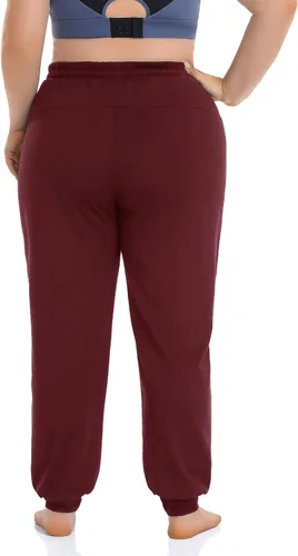 Vista 3 de ZERDOCEAN Pantalones deportivos de talla grande para mujer, pantalones de entrenamiento cónicos, pantalones de descanso, pantalones deportivos