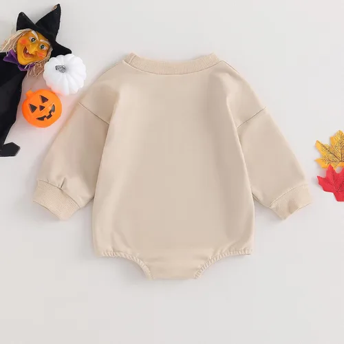 Vista 129 de Adobabirl Traje de Halloween para bebé, sudadera de fantasma, calabaza, mameluco, suéter de gran tamaño, lindo para otoño e invierno
