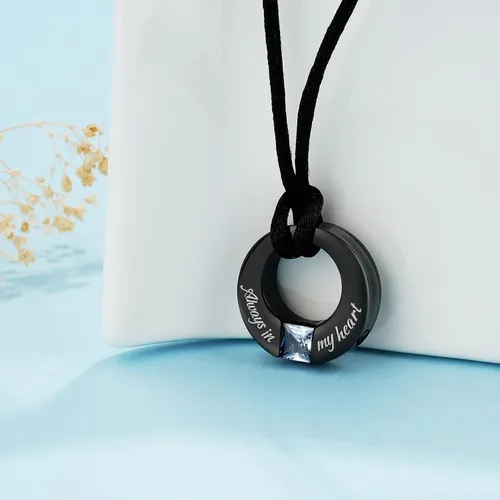Vista 2 de YOUFENG Collares de urna de piedras natales para cenizas, urna redonda de cremación colgante para cenizas humanas, recuerdo conmemorativo, medallón