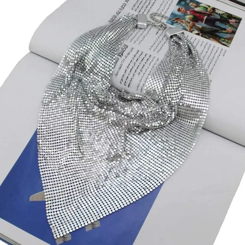 Vista 6 de MANILAI - Collar de metal grueso para mujer, gargantilla estilo babero