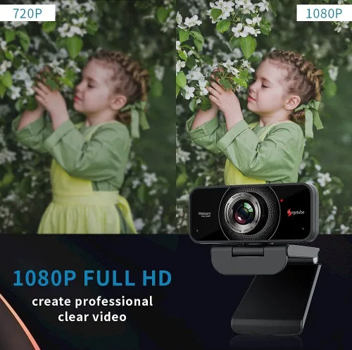 Vista 2 de Angetube Cámara web de 1080P con micrófono – Cámara USB para computadora portátil/escritorio/Mac – Cámara web HD PC para Zoom/Skype/Teams/Xbox