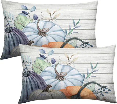 Vista 76 de Juego de 2 fundas de almohada patrióticas para exteriores, diseño de estrellas azules del 4 de julio, 16 x 16 pulgadas, fundas de almohada